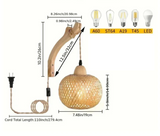 NaturLume Bamboe Wandlantaarn – Handgeweven Rotan Wandlamp met E27 Fitting