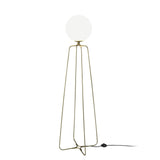 ANGEL CERDA - Vloerlamp Met Voet Van Goudkleurig Staal En Wit Getinte Glazen Bol.