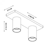 Mila 2 Opbouwspot Champagne – Aluminium Plafondlamp met 2 Spots, GU10 Fitting, Kantelbaar & Draaibaar