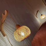 NaturLume Bamboe Wandlantaarn – Handgeweven Rotan Wandlamp met E27 Fitting