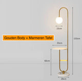 Nordic Luxe Vloerlamp met Marmeren Bijzettafel