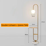 Nordic Luxe Vloerlamp met Marmeren Bijzettafel