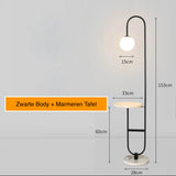 Nordic Luxe Vloerlamp met Marmeren Bijzettafel