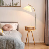 Scandinavische Houten Driepoot Vloerlamp
