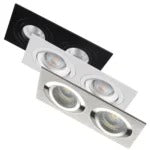 Seidy Dubbele Inbouwspot Aluminium Wit/Zwart/Geborsteld 170x90mm