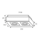 Stobi-II Opbouwspot Dubbel GU10 – Vierkant Wit of Zwart