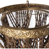 Alexandra Style - Metalen Plafondlamp Met Houten Kralen, 1Xe27, Max.60W °60X74/179Cm