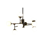 Alexandra Meti - Metalen Glazen Plafondlamp 80X80X60 9 Zwarte Ballen