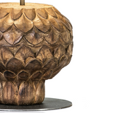 Alexandra Thai - Tafellamp 20X20X43 Metaal/Bruin Hout met Zwarte Lampenkap