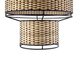 Alexandra Thai - Lampara De Techo 20X20X38 Metaal Negro/Ratan Natuurlijk