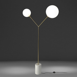 Angel Cerda - Staande Lamp In Calacatta Marmer, Verguld Staal En Wit Glas