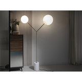 Angel Cerda - Staande Lamp In Calacatta Marmer, Verguld Staal En Wit Glas