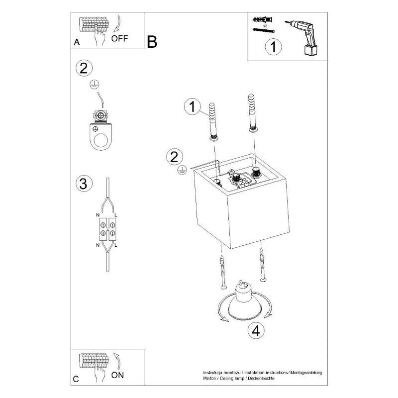 Plafondlamp QUAD 1 wit