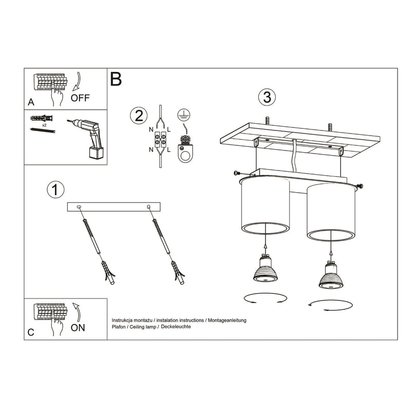 Plafondlamp ORBIS 2 wit