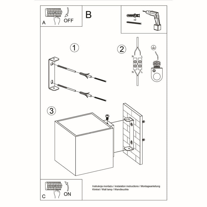 Wandlamp QUAD 1 grijs