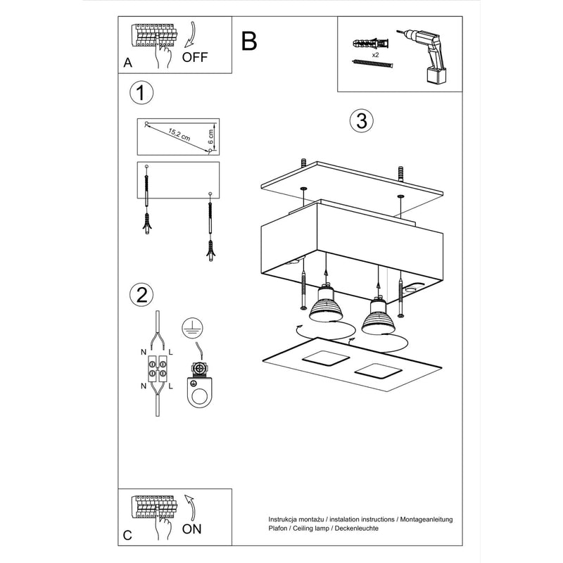 Plafondlamp MONO 2 wit