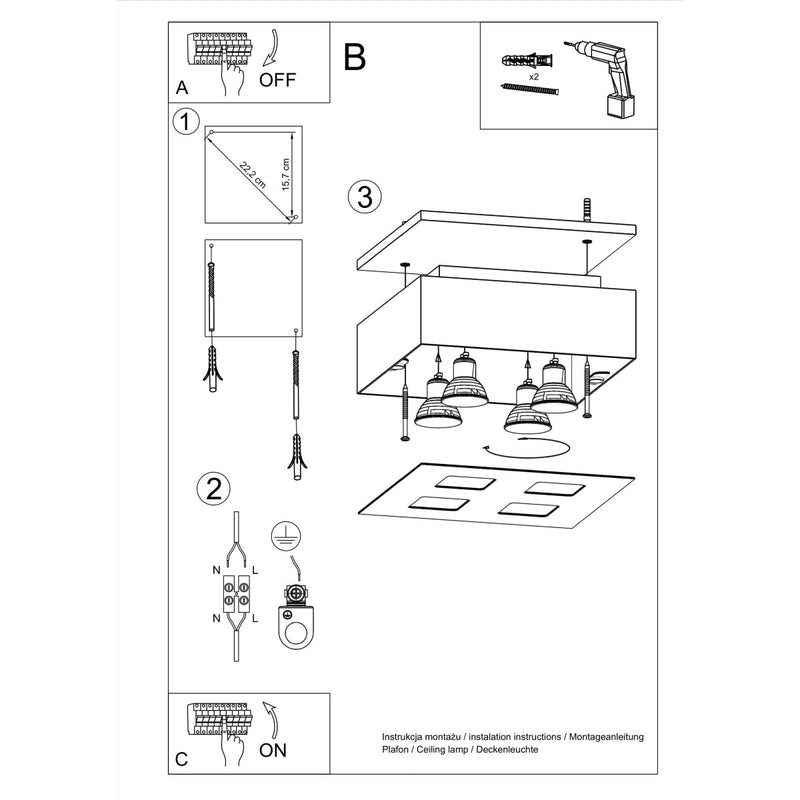Plafondlamp MONO 4 wit