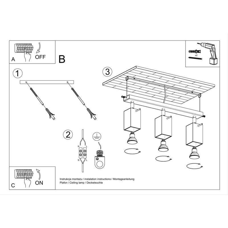 Plafondlamp MERIDA 3 zwart