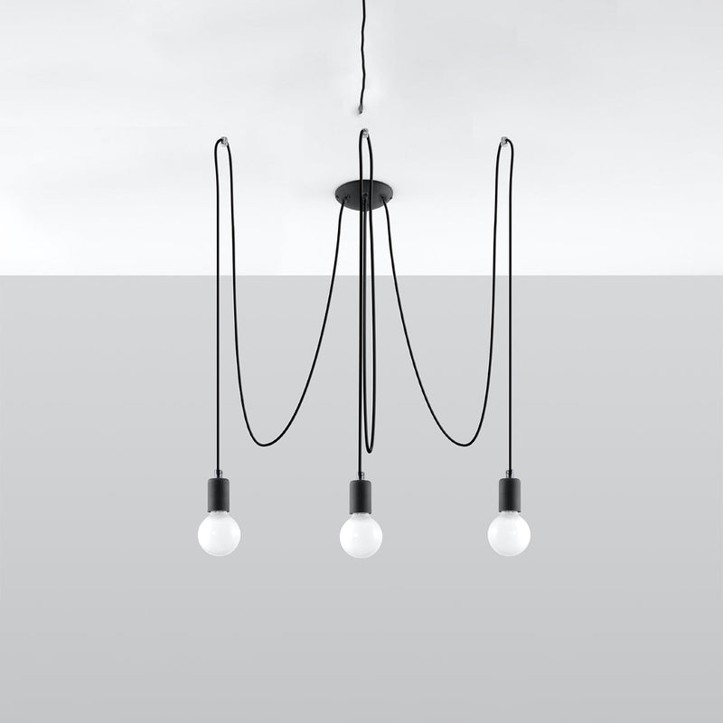 Zwarte elegante Kroonluchter EDISON 3