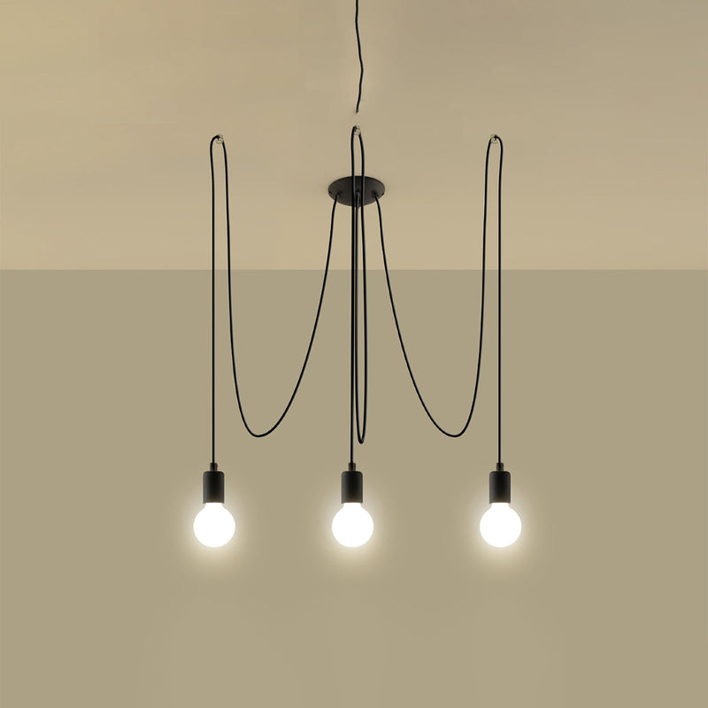 Zwarte elegante Kroonluchter EDISON 3