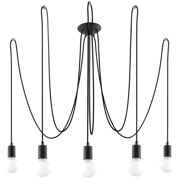 Zwarte elegante Kroonluchter EDISON 5