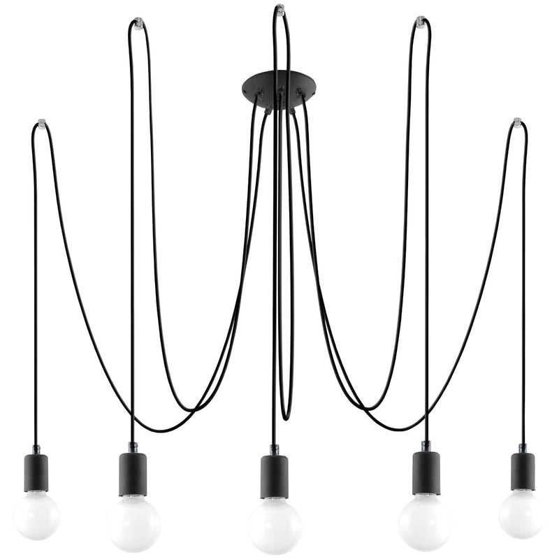 Zwarte elegante Kroonluchter EDISON 5