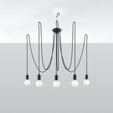 Zwarte elegante Kroonluchter EDISON 5