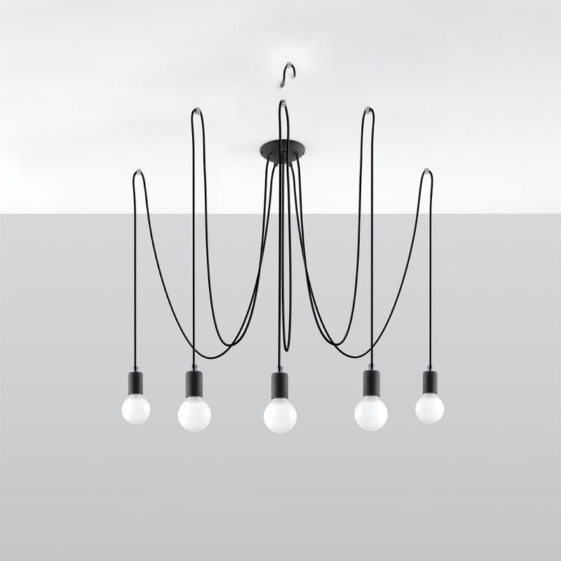 Zwarte elegante Kroonluchter EDISON 5