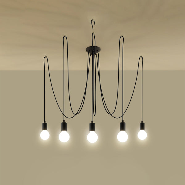 Zwarte elegante Kroonluchter EDISON 5
