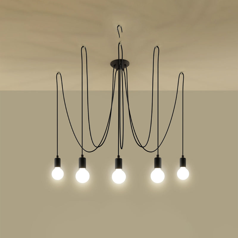 Zwarte elegante Kroonluchter EDISON 5