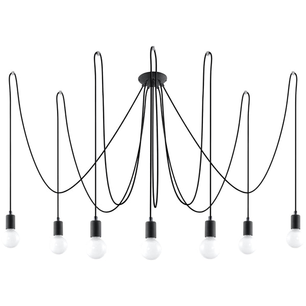 Zwarte elegante Kroonluchter EDISON 7