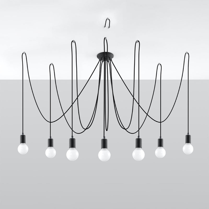 Zwarte elegante Kroonluchter EDISON 7