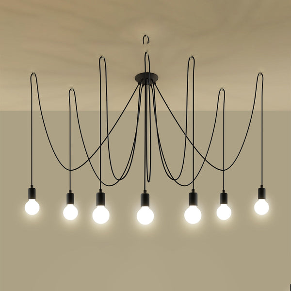 Zwarte elegante Kroonluchter EDISON 7