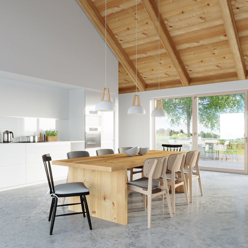 Hanglamp CASCO wit/natuurlijk hout