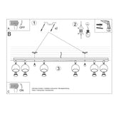 Plafondlamp OCULARE 6L zwart