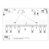 Plafondlamp MERIDA 6L zwart