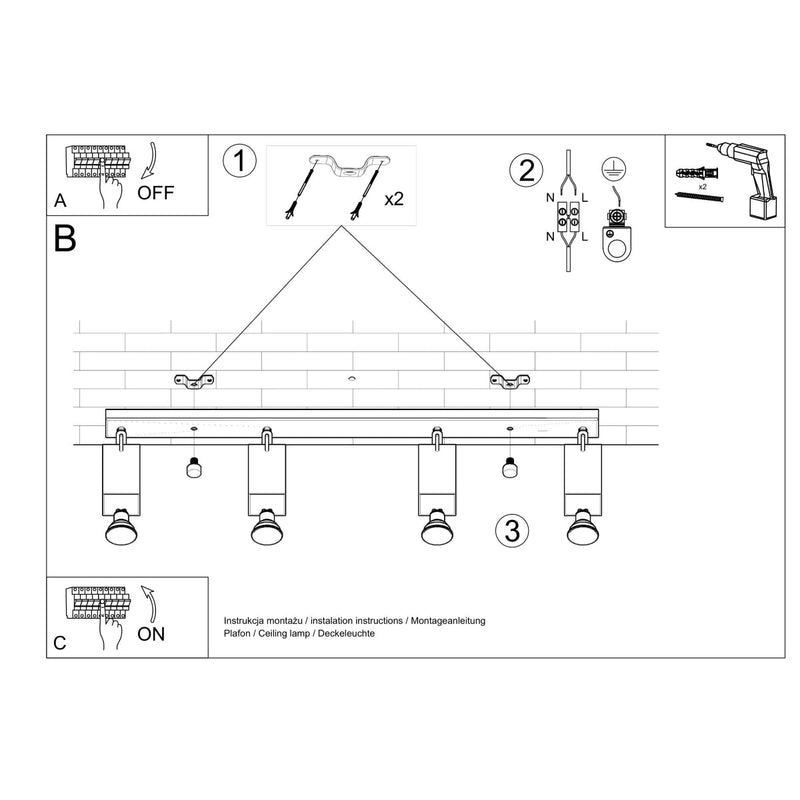 Plafondlamp MERIDA 4L wit