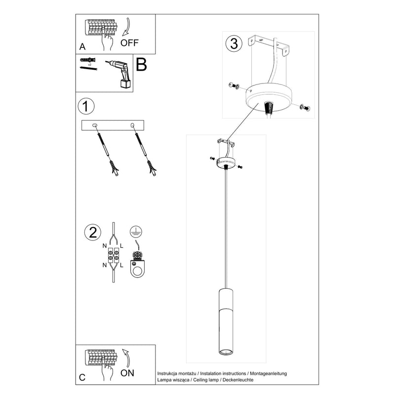 Hanglamp BORGIO 1 zwart