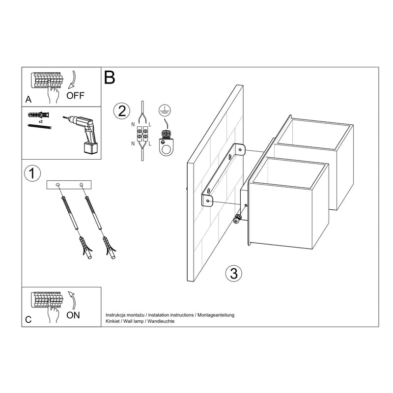 Wandlamp QUAD 2 zwart