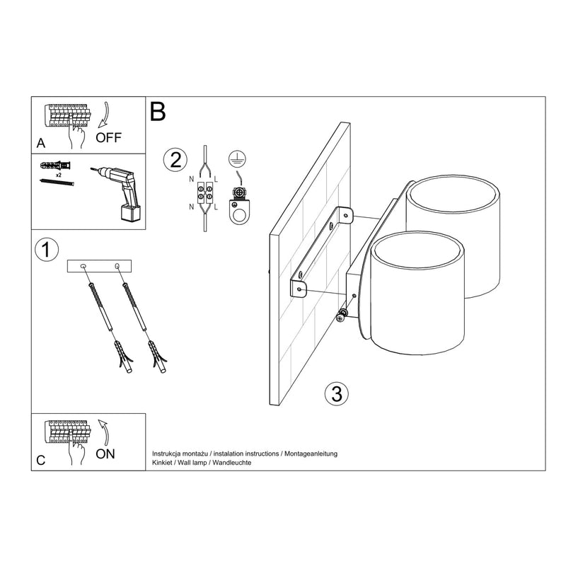 Wandlamp ORBIS 2 zwart