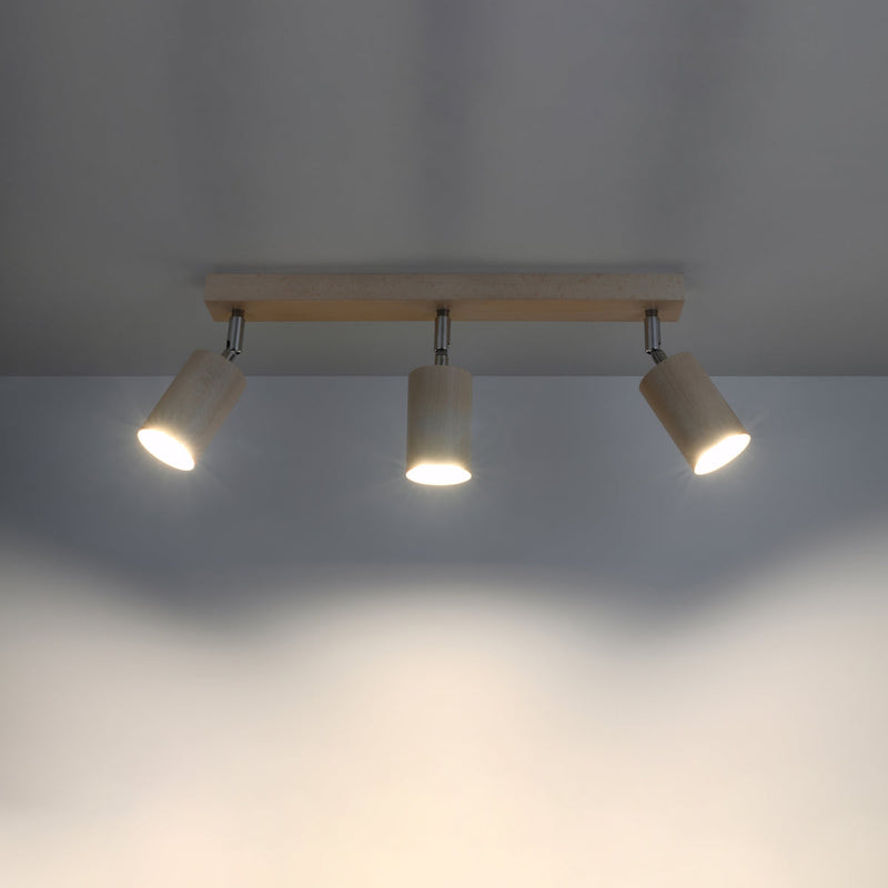 Plafondlamp BERG 3 naturel hout