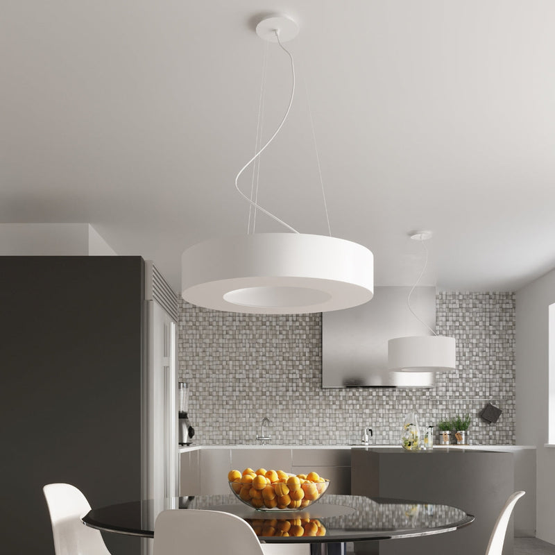Elegante witte Kroonluchter SATURNO SLIM 90