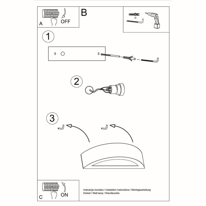 Wandlamp keramiek ATENA grijs