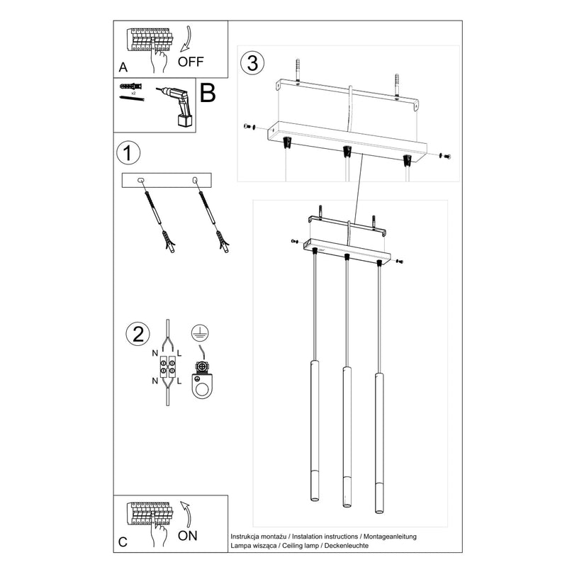 Hanglamp MOZAICA 3L zwart/goud