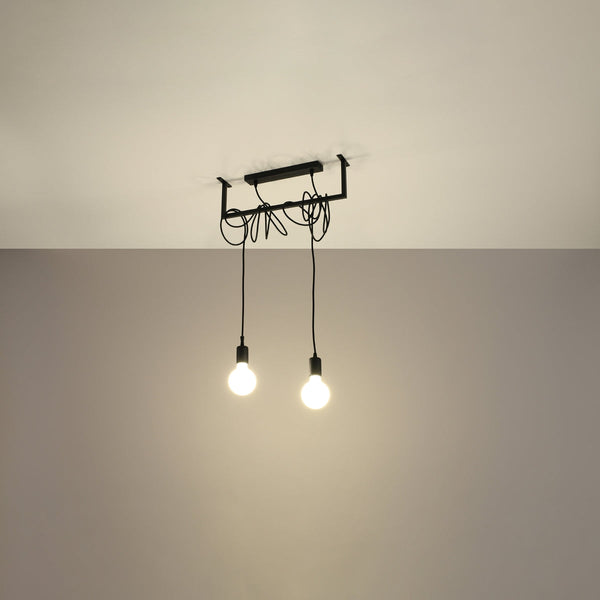 Minimalistische zwarte Kroonluchter SALAMANCA 2