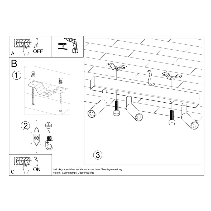 Plafondlamp EYETECH 3 zwart