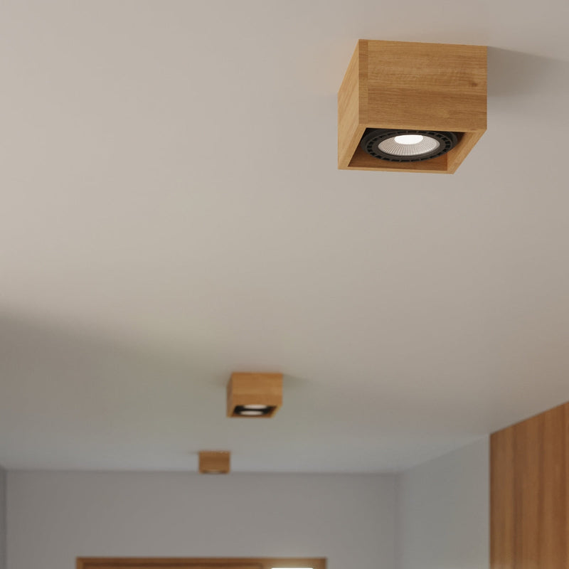 Plafondlamp QUATRO 2 naturel hout