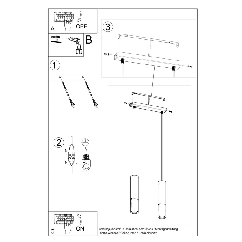 Hanglamp LOOPEZ 2 zwart/chroom