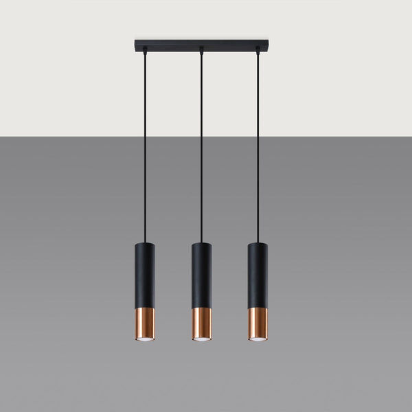 Hanglamp LOOPEZ 3L zwart/koper