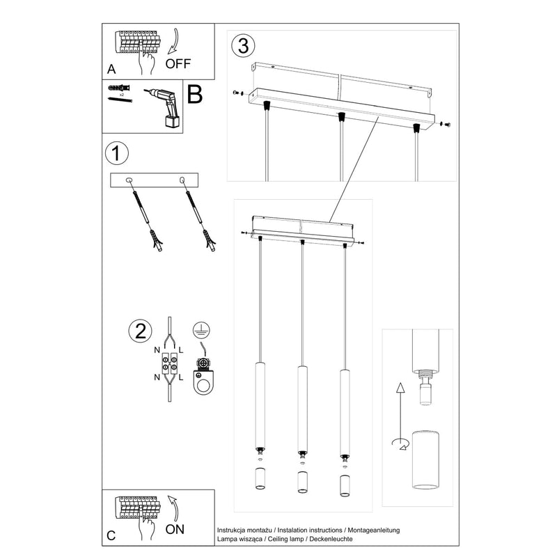 Hanglamp WEZYR 3 zwart